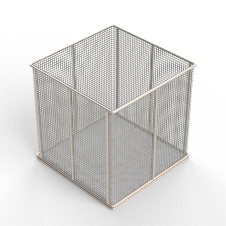 Anysizebasket Rectangular Wire Mesh Basket: 12Lx12Wx12H, 304 SS, 1/4 Rod Frame, No Handles, Mesh: 2 x .063 TMT-120120120-N02S